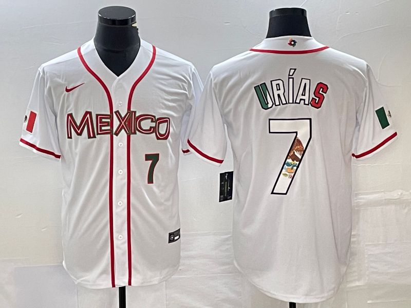 Men 2023 World Cub Mexico 7 Urias White Nike MLB Jersey68